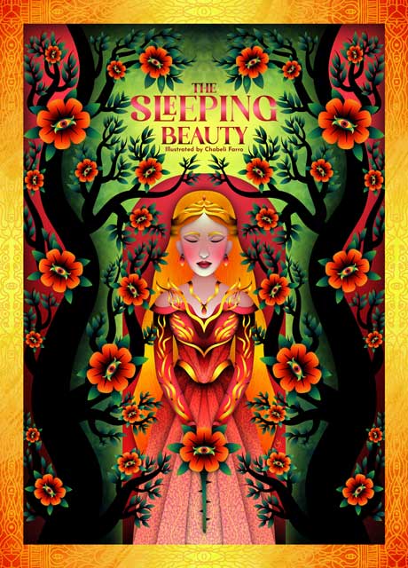 Sleeping Beauty Illustrated Book Cover Design for a fantasy tale. Illustrated by Chabeli Farro.