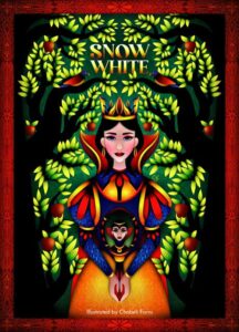 Snow White Illustrated Book Cover Design for a fantasy tale. Illustrated by Chabeli Farro.